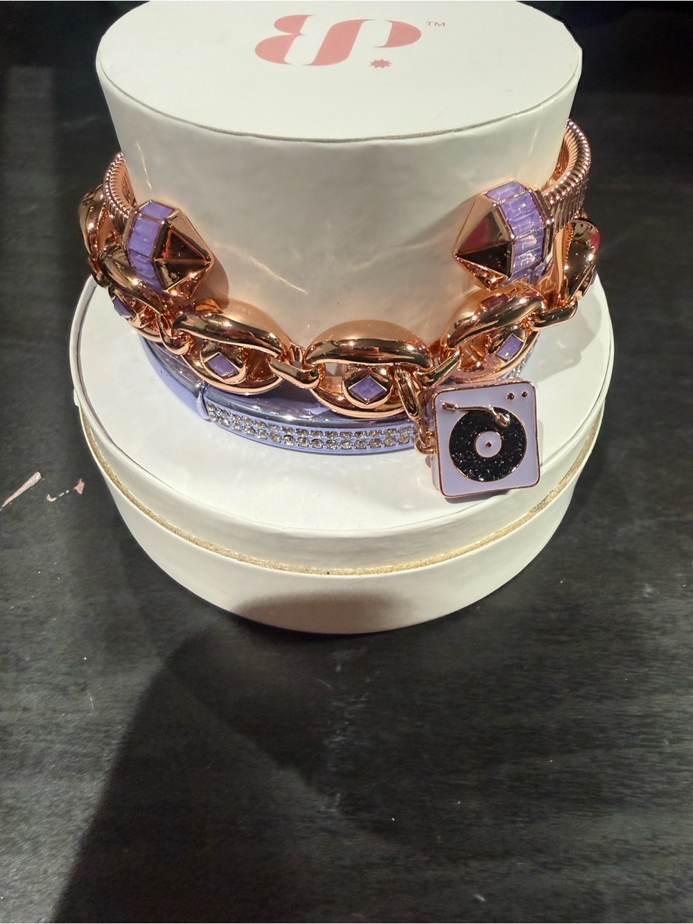 Lavender Rose Gold Charm Bracelet - Women Jewelry Bracelets